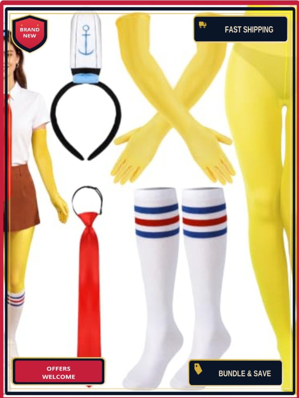 5 Piece Sailor Costume Set Cosplay Halloween Accessories Adult